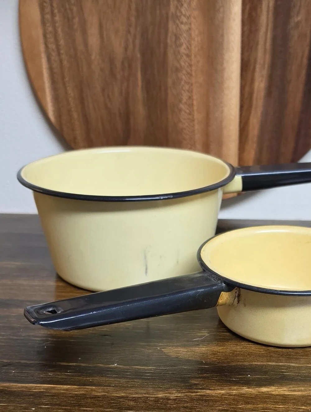 Vintage Yellow Metal Pots